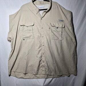 Columbia PFG Bahama II short-sleeve fishing shirt in beige 5X